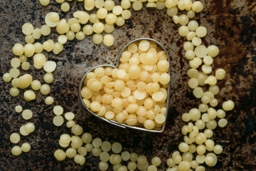 Beeswax Pellets in a Heart Shape