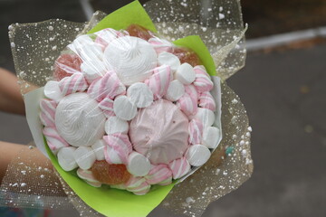 bouquet of marshmallows and marshmallows. sweet bouquet