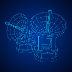 Radar. Directional radio antenna with satellite dish