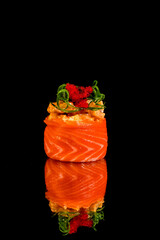 sushi with fish and vegetable ingredients