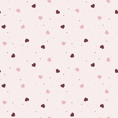 Hearts seamless vector pattern. Colorful pink heart design for print or fabric.