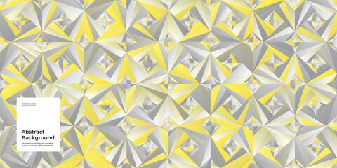 Abstract background illustration. Seamless pattern. Flat geometric shapes. Colorful mosaic. Yellow and gray palette of 2021. Eps10 vector.