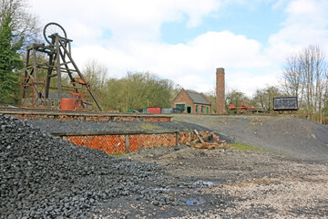 Fototapeta na wymiar coal mine headframe in the Black Country, England 