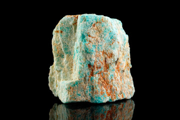 macro stone mineral Amazonite on a black background