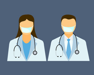 Fototapeta premium Male Doctor and Female Doctor . stock illustration