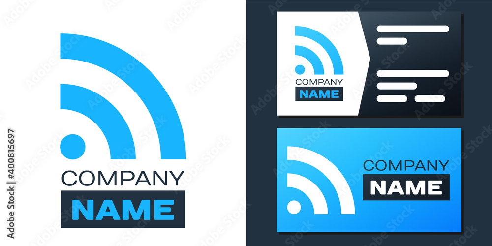 Poster logotype rss icon isolated on white background. radio signal. rss feed symbol. logo design template 