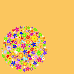 Vector frame of flowers. Vintage floral elements Isolated botanical illustration for a postcard.	