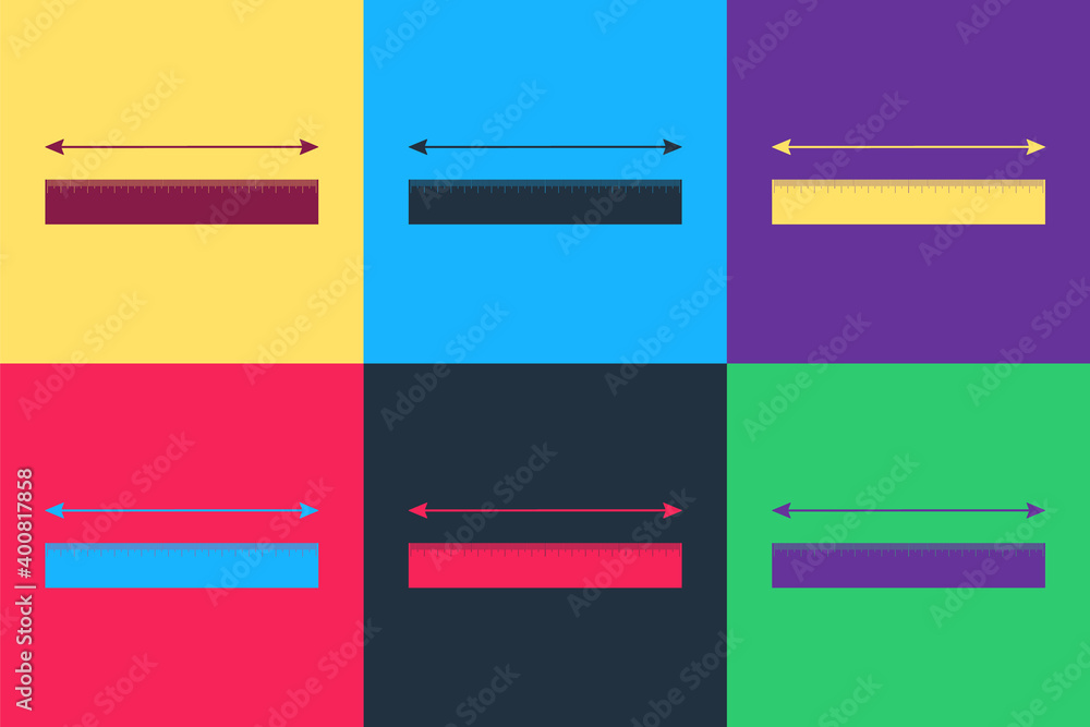 Poster pop art the measuring height and length icon isolated on color background. ruler, straightedge, scal