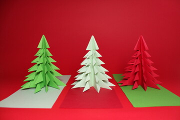 colorful trees made of paper, origami
