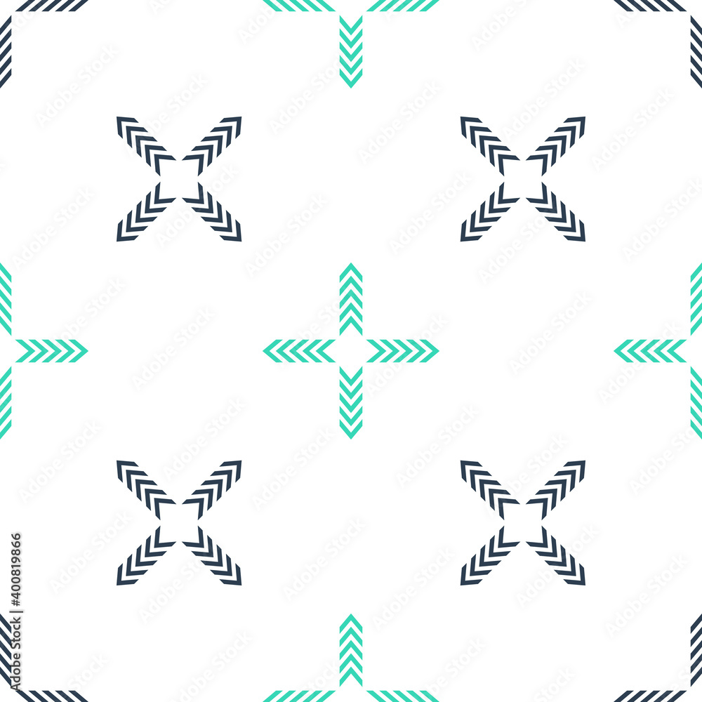 Poster green arrows in four directions icon isolated seamless pattern on white background. vector.