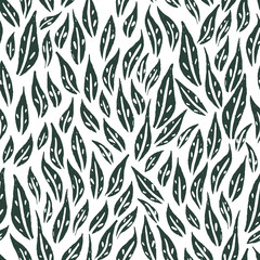 Leaves hand-drawn seamless pattern for fabric, wrapping, textile, wallpaper, background.