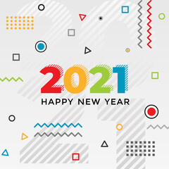 2021 Happy New Year banner with modern geometric abstract background. Happy new year greeting card design for 2021 vector illustration design
