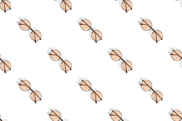 Background on the theme of glasses for vision. Glasses seamless pattern on a white background.