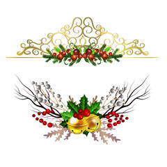 Christmas Holly brunches decoration vector