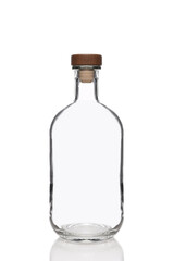 Clear Glas -Bottle with cork stopper isolated on white