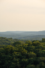 Fototapeta na wymiar Sunset looking over the tree canopy. Shawnee National Forest, Illinois.