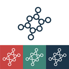 Linear vector icon with molecule