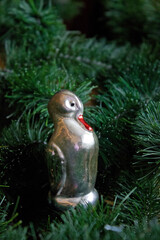 Soviet glass Christmas tree toy " Duck" of the 1970s