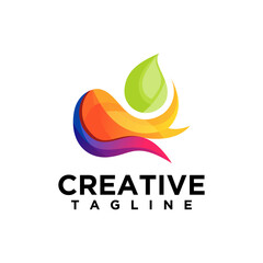 Wave and flame concept design vector template