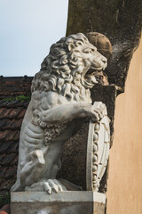 Sculpture of a lion on a roof