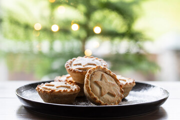 Traditional Christmas mince pies on the plate