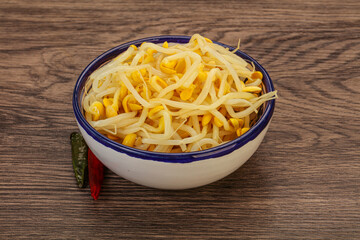 Soy sprout heap in the bowl
