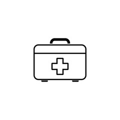 First aid kit icon, outline vector illustration.
