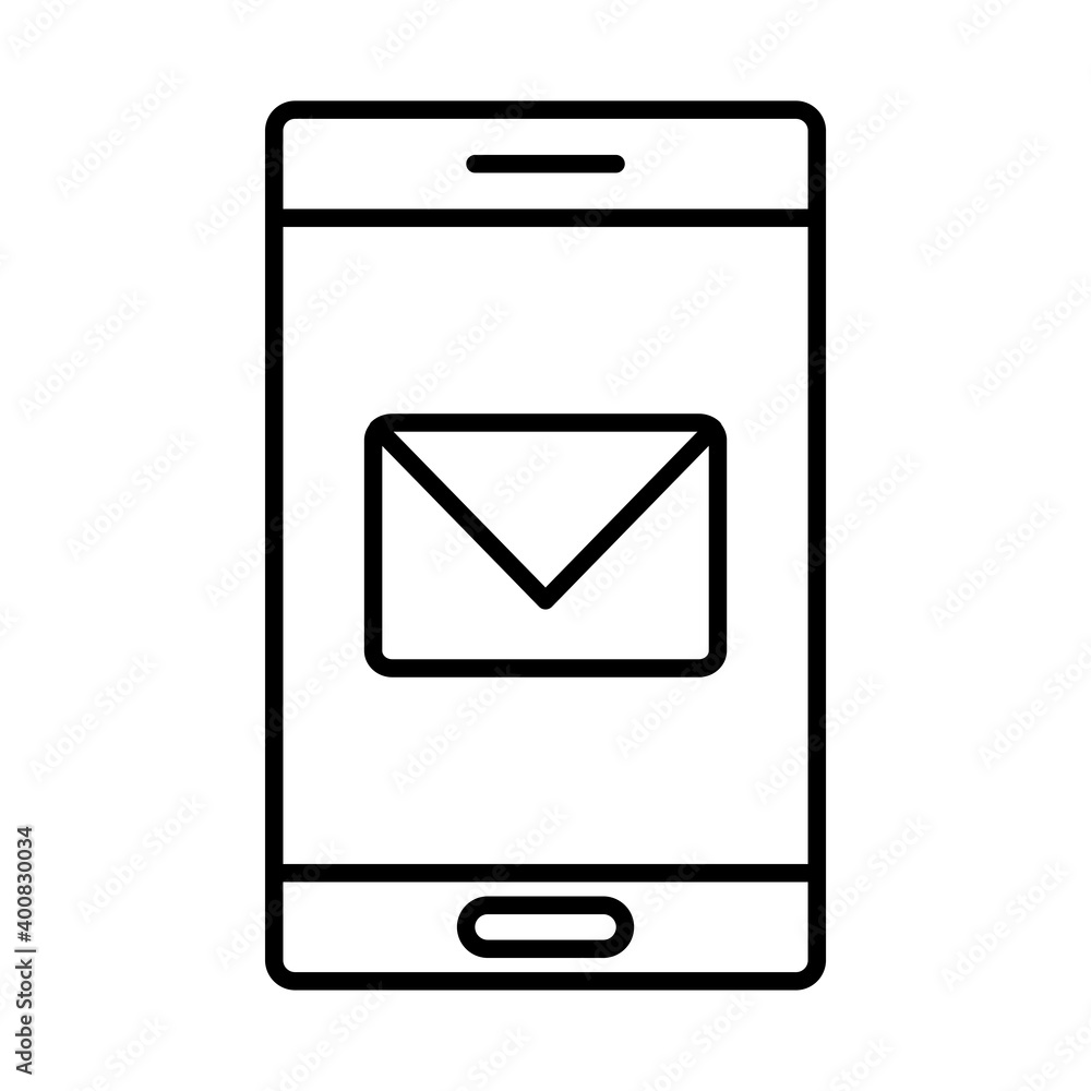 Poster smartphone device with envelope line style icon vector illustration design