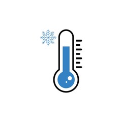 Meteorological thermometer icon for measuring cold temperature degrees. Vector illustration.