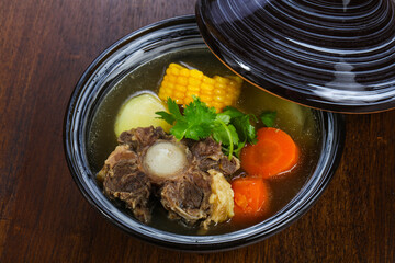 Soup with beef and corn