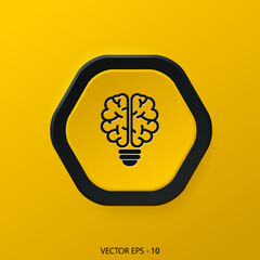  Idea Icon on hexagon yellow Internet Button Original Illustration