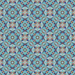 Geometric seamless pattern, ornament, abstract colorful background, fashion print, vector texture for textile, fabric, decoration.