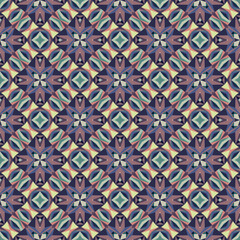 Geometric seamless pattern, ornament, abstract colorful background, fashion print, vector texture for textile, fabric, decoration.