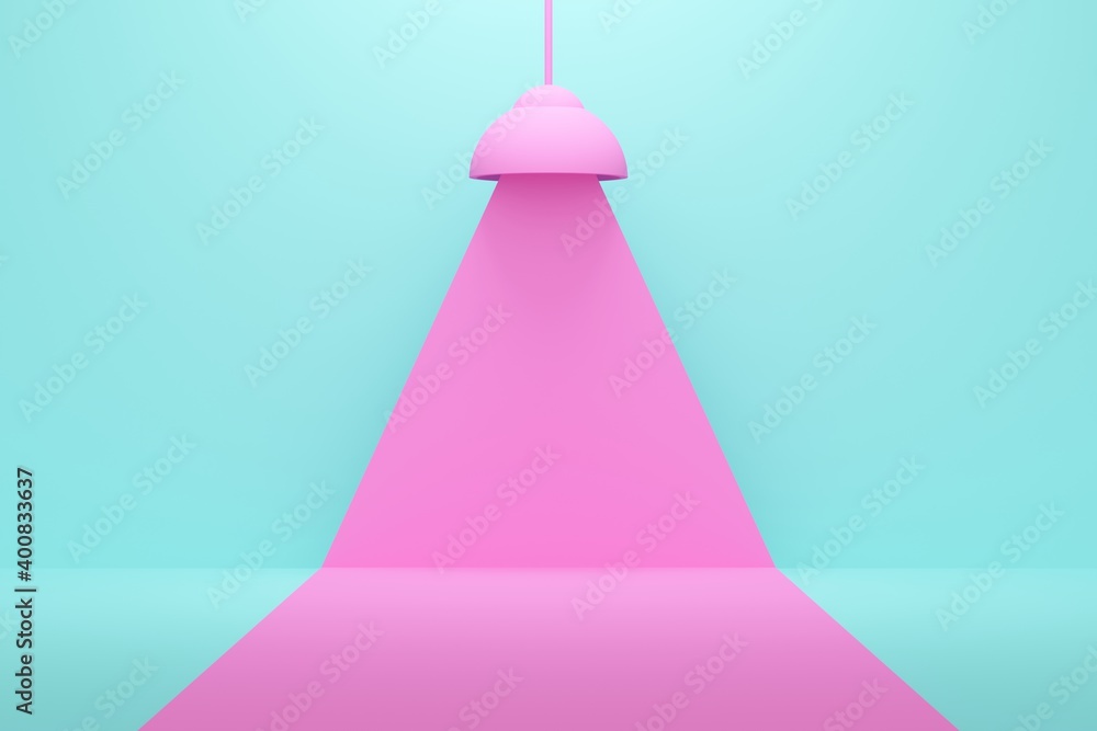 Aufkleber blue studio background with pink lamp. backdrop design for product promotion. 3d rendering