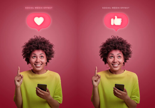 Neon Social Media Icon Effect Mockup