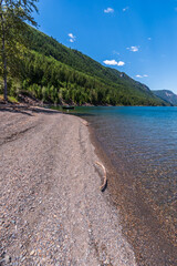 View at Mountain Lake with Blue Sky in British Columbia, Canada.