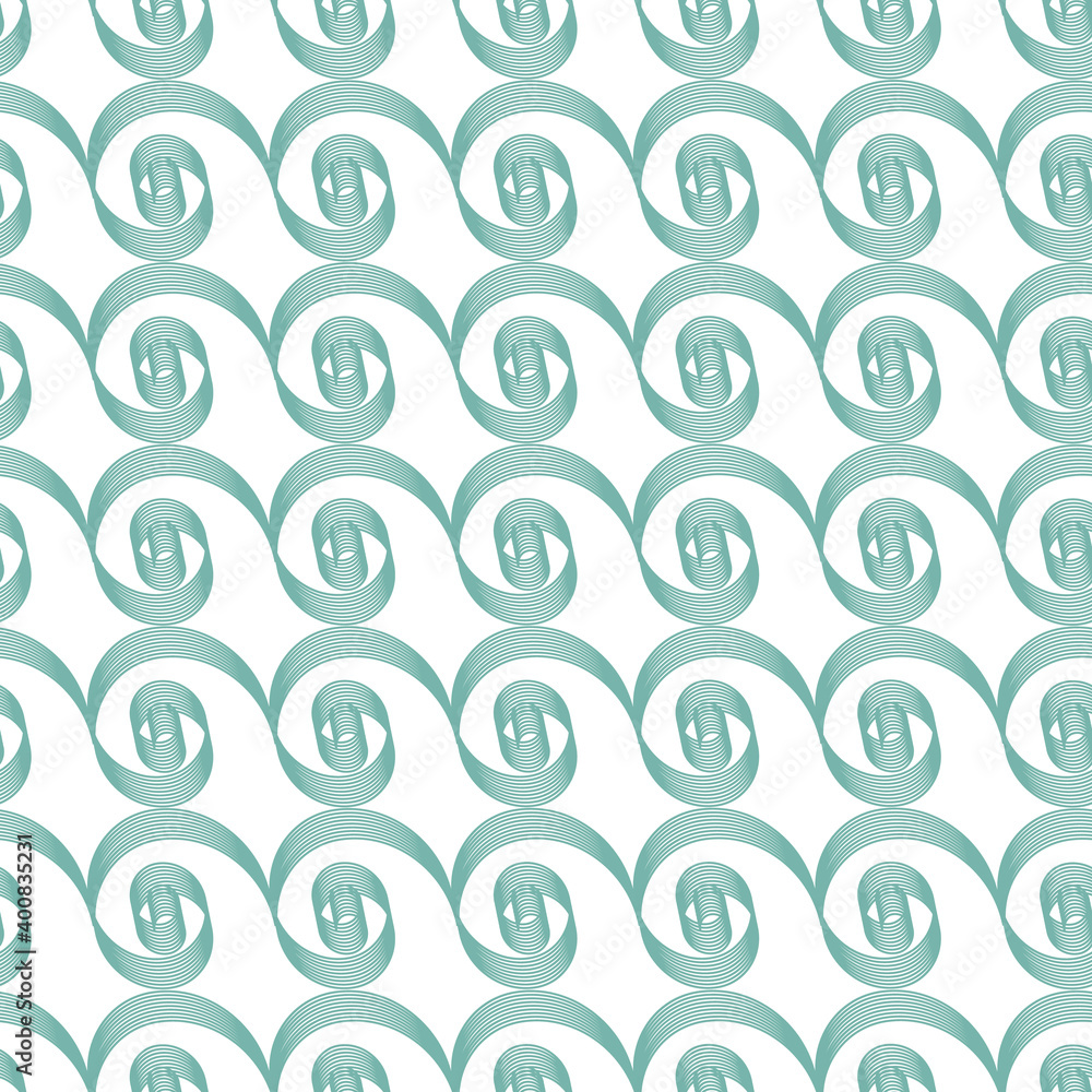 Poster blue green and white curls vector seamless repeat pattern print background