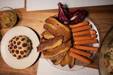 Top view of vegan cold cuts plate