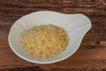 Raw basmati rice in the bowl