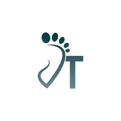 Letter T icon logo combined with footprint icon design