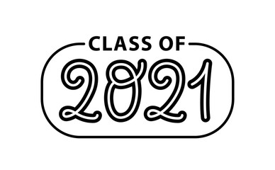 Graduate 2021. Class of 2021. Lettering Graduation logo stamp. Vector illustration. Template for graduation design, party, high school or college graduate, yearbook.