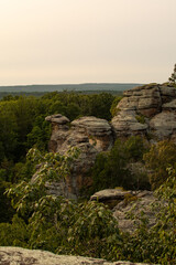 View out over the Garden Of The Gods as sunset approaches.  Shawnee National Forest, Illinois.