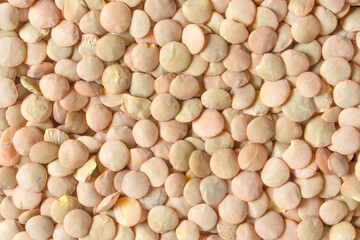 texture of many lentil grains close up