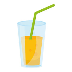 juice fruit glass with straw happy birthday icon vector illustration design