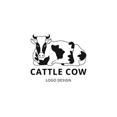 Cattle cow logo design for farm dairy or butchery vector illustration isolated.