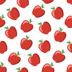 Seamless pattern with a delicious and sweet apple. This fruit design for your business projects. Ideal for fabrics and decor. Beautiful vector background.