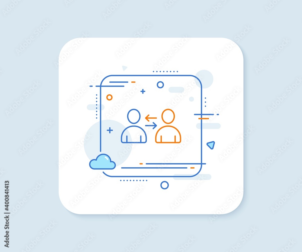 Aufkleber teamwork line icon. abstract square vector button. user communication. profile avatar sign. person s