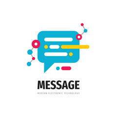 Message concept logo design. Social media sign. Speech bubble talk logo. Modern electronic technology symbol. Business solution icon. Online chat icon. Distance learning consultation vector sign.