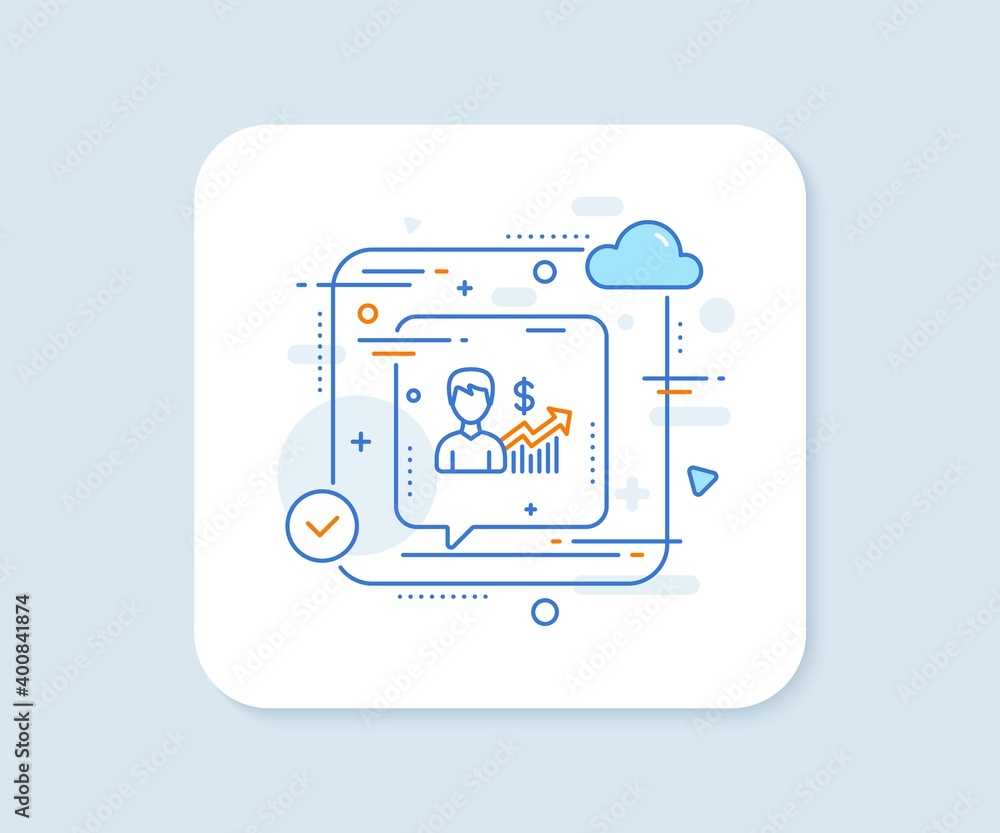 Poster business results line icon. abstract vector button. dollar with growth chart sign. business growth l