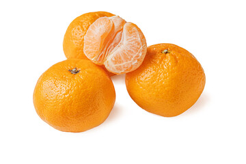 juicy ripe mandarins isolated on white